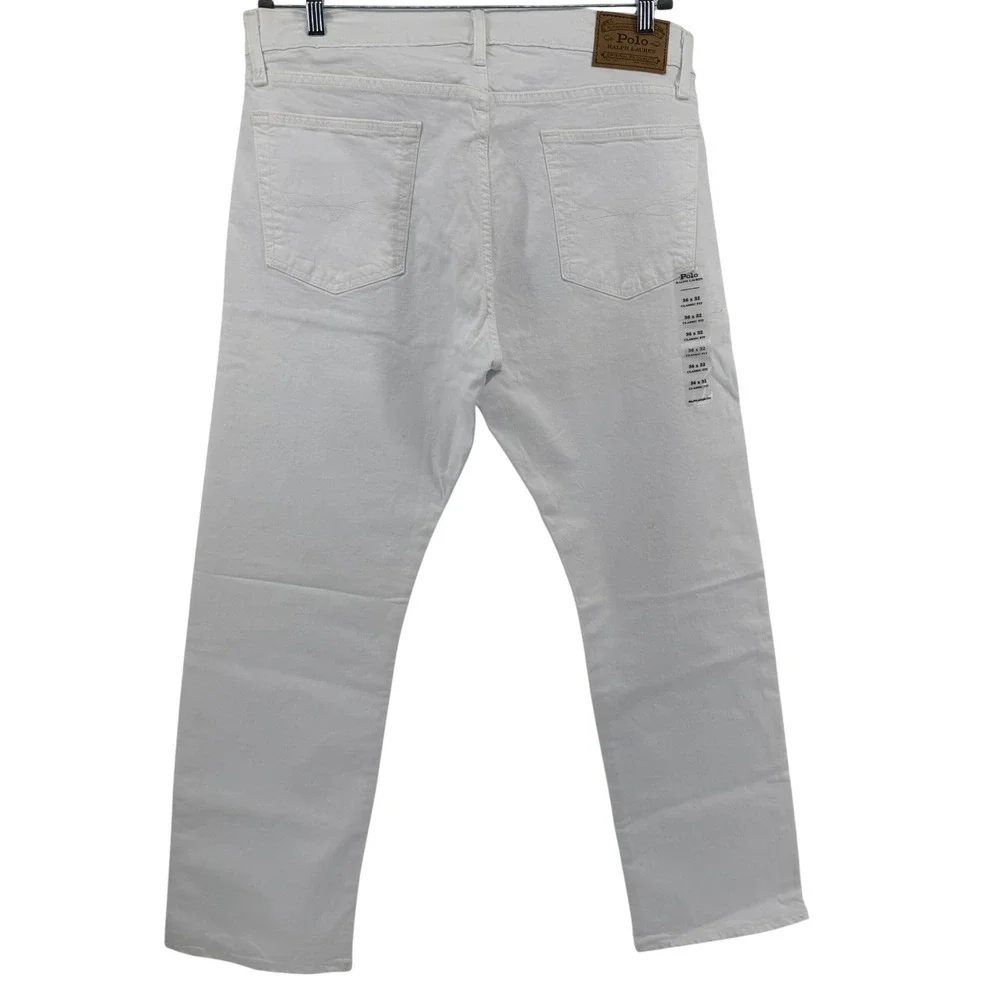 Polo Ralph Lauren Jeans Mens 36X32 White Classic Fit Straight Leg Stretch Denim